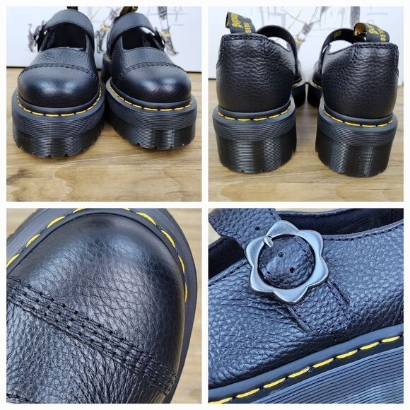 🩵NIB Dr. Martens Black Addina Flower Buckle Leather Platform Mary Jane Size 8 - Picture 11 of 13
